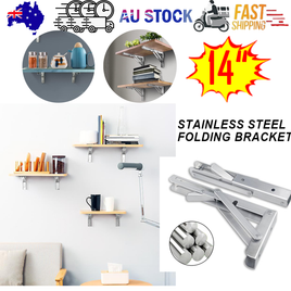 14"Stainless Steel Folding Table Bracket Shelf Bench 200kg Load Heavy Duty