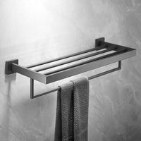 600mm 2 Layers Towel Shelf Storage Bath Stainless Steel Rack Rail Black