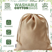 50Pcs 15X20cm Drawstring Storage Bags Calico Bags Linen Tote Gift Bag Bulk