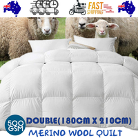 500 GSM Australian Merino Wool Quilt Duvet Doona Summer Winter Double 180cm x 210cm