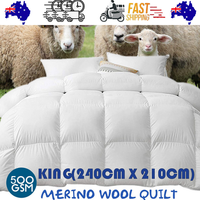 500 GSM Australian Merino Wool Quilt Duvet Doona Summer Winter King 240cm x 210cm