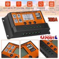 100A PWM Solar Power Panel Regulator Charge LCD Controller 12V/24V Dual USB A