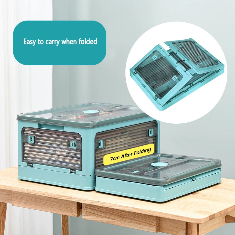 28L BLUE Storage Container Stackable 5 Sides Open Top Lid Transparent