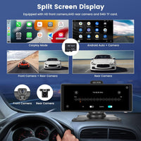 10.26" 4K Dash Cam Car Stereo For Apple Carplay & Android Auto GPS Rear Camera