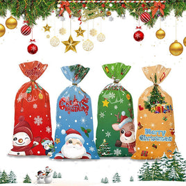 50 PCS Christmas Gift Bags with Assorted Christmas Prints for Xmas Gift Bags
