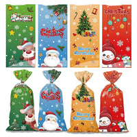 50 PCS Christmas Gift Bags with Assorted Christmas Prints for Xmas Gift Bags