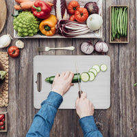 Cutting Board Double-Sided Stainless Steel Chopping Boards for Kitchen Camping 36x25cm
