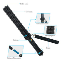 Baseball LED Flashlight Rechargeable Zoom Police Security Torch Baton Lamp Light