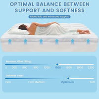 1500GSM Bamboo Mattress Topper Extra Thick 10CM Bed Topper Queen: 152 x 203 + 40 cm