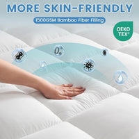 1500GSM Bamboo Mattress Topper Extra Thick 10CM Bed Topper King: 180 x 203 + 40 cm