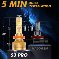 S3 PRO Series H11 Dual Copper Pipe 12V Matching Decoder 120W Gold Aluminum Components AUXBEAM