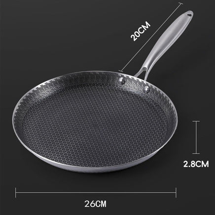 26cm Stainless Steel Crepe Pan Non-Stick Pan Honeycomb Coating Frying Pan Pizza6299