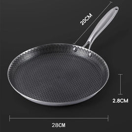28cm Stainless Steel Crepe Pan Non-Stick Pan Honeycomb Coating Frying Pan Pizza6299