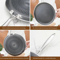 28cm Stainless Steel Crepe Pan Non-Stick Pan Honeycomb Coating Frying Pan Pizza6299