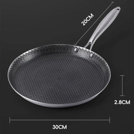 30cm Stainless Steel Crepe Pan Non-Stick Pan Honeycomb Coating Frying Pan Pizza6299