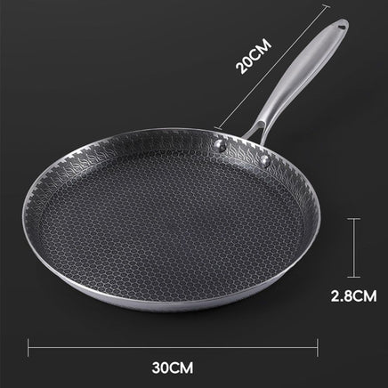30cm Stainless Steel Crepe Pan Non-Stick Pan Honeycomb Coating Frying Pan Pizza6299