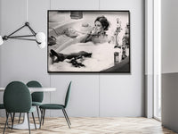 Wall Art 40cmx60cm Brigitte Bardot In the bath poster, Black Frame Canvas