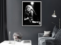 Wall Art 50cmx70cm Young Stevie Nicks in Concert Poster, Black Frame Canvas