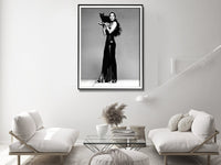 Wall Art 80cmx120cm Cher Music Black and White, Black Frame Canvas