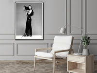 Wall Art 90cmx135cm Cher Music Black and White, Black Frame Canvas