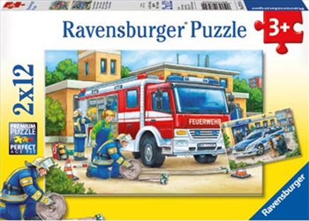 Ravensburger - Police and Firefighters Puzzle 2x12 Piece Puzzle