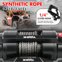 X-BULL 5000LBS Electric Winch 12V Synthetic Rope ATV UTV Boat Upgraded version