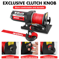 X-BULL 2500LBS Electric Winch 12V Winch Synthetic Rope 15.2M ATV Winch Kit Boat Winch Trailer