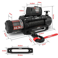 X-BULL 14500lbs Electric Winch 12V Synthetic Rope Wireless Remote Winch 4WD Car 4X4