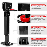 X-BULL Drop Down Legs 440MM- 560MM Trailer Steel Legs Caravan Corner 1200LBS Black