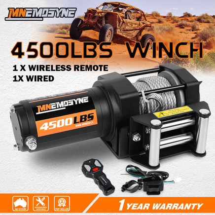 Electric Winch 4500LBS Winch Steel Cable Trailer Towing Remote ATV Winch UTV Winch 4WD