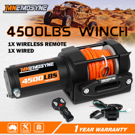 Electric Winch 4500lb Winch Synthetic Rope Wireless Towing Trailer ATV UTV