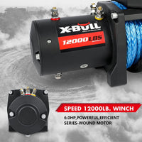 X-BULL 12000LBS Electric Winch 12V 4x4 synthetic rope 4WD Car with winch mounting plate