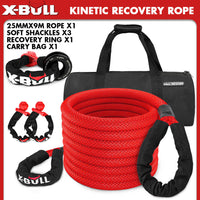X-BULL Kinetic Recovery Rope Kit soft shackles Recovery Ring 25mm x 9m Dyneema 