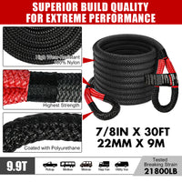 X-BULL Recovery Rope kit Snatch Strap Soft Shackles Hitch receiver Kinetic Tire Deflator