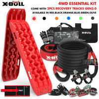 X-BULL 4X4 Recovery Kit Kinetic Recovery Rope Snatch Strap / 2PCS Recovery Tracks 4WD Gen3.0 Red