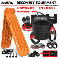 X-BULL 4X4 Recovery Kit Kinetic Recovery Rope Snatch Strap / 2PCS Recovery Tracks 4WD Mounting Pins Gen3.0