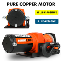 ZESUPER 12V Electric Winch 2500lbs Synthetic Rope Wireless Remote ATV UTV BOAT