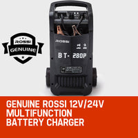 ROSSI 280 Amp Car Battery Charger, 12v/24v Jump Starter, for ATV Boat Truck Tractor, 15A Plug