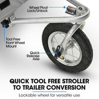 TAG-ALONG Pet & Cargo Jogger Bike Trailer, Pull Behind Bicycle Trailer Carrier Stroller, Grey