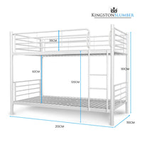 KINGSTON SLUMBER 2in1 King Single Metal Bunk Bed Frame, with Modular Design, Matte White