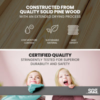 KINGSTON SLUMBER Single Bunk Bed Frame, Solid Pine 2-in-1 Modular Design, Converts to 2 Single Beds, For Kids, Grey