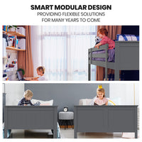 Kingston Slumber Triple Wooden Single Over Double Bunk Bed Frame for Kids, Convertible Design, Grey