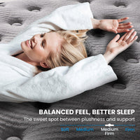 KINGSTON SLUMBER Premium Luxury 34cm Queen Mattress, Medium-Firm, Natural Latex Layer, Euro Top, 7-Zone Pocket Spring