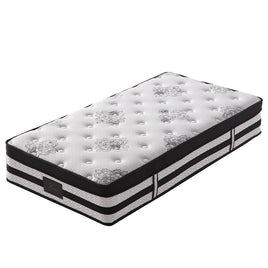 KINGSTON SLUMBER Luxury 34cm Single Mattress, Medium Firm, Euro Top, 5-Zone Pocket Spring Foam