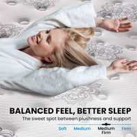 KINGSTON SLUMBER Luxury 34cm Single Mattress, Medium Firm, Euro Top, 5-Zone Pocket Spring Foam