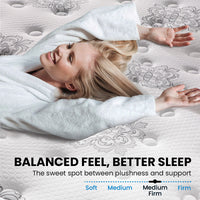 KINGSTON SLUMBER Luxury 34cm Queen Mattress, Medium Firm, Euro Top, 5-Zone Pocket Spring Foam