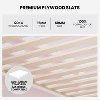 Kingston Slumber Wooden Kids Single Loft Bed Frame - Hiding Space Underneath with Interchangeable Pink and Blue Curtains