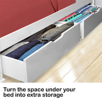 Kingston Slumber Trundle Under Bed Storage Drawers, 2 Pieces, White