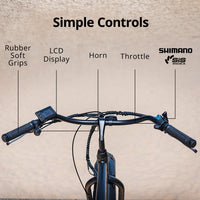 VALK Electric Fat Tyre Cruiser Bike, eBike with Throttle, Matte Black