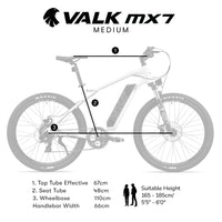 VALK MX7 Electric Bike, Medium frame Mountain ebike, White
